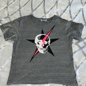 CHRLDR Skull and Star Shirt - grey and hot pink